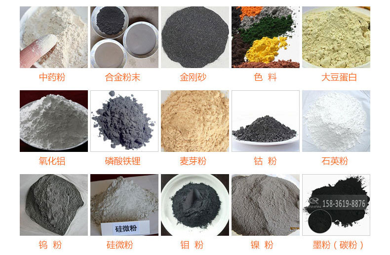 氣體保護(hù)超聲波振動(dòng)篩的行業(yè)應(yīng)用：中藥粉，合金粉末，金剛砂，色料，大豆蛋白，氧化鋁，磷酸鐵鋰，麥芽粉，鈷粉，石英粉，鎢粉，硅微粉，鉬粉，墨粉。