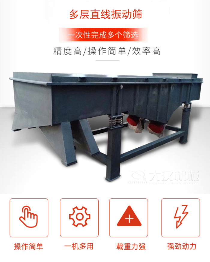 多層直線振動篩篩分精度高,操作簡單,效率高,一次性完成多種篩選。